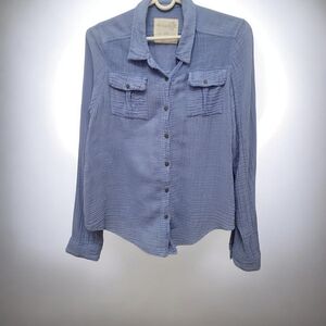 We The Free Gauzy Cotton Button-Up Shirt Lightweight Coastal Gma Cottagecore